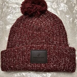 Burgundy Knit Pom-Pom Beanie